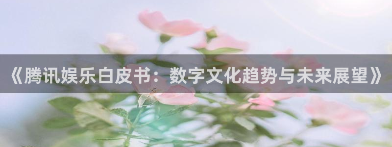 摩根娱乐：《腾讯娱乐白皮书：数字文化趋势与未来展望》